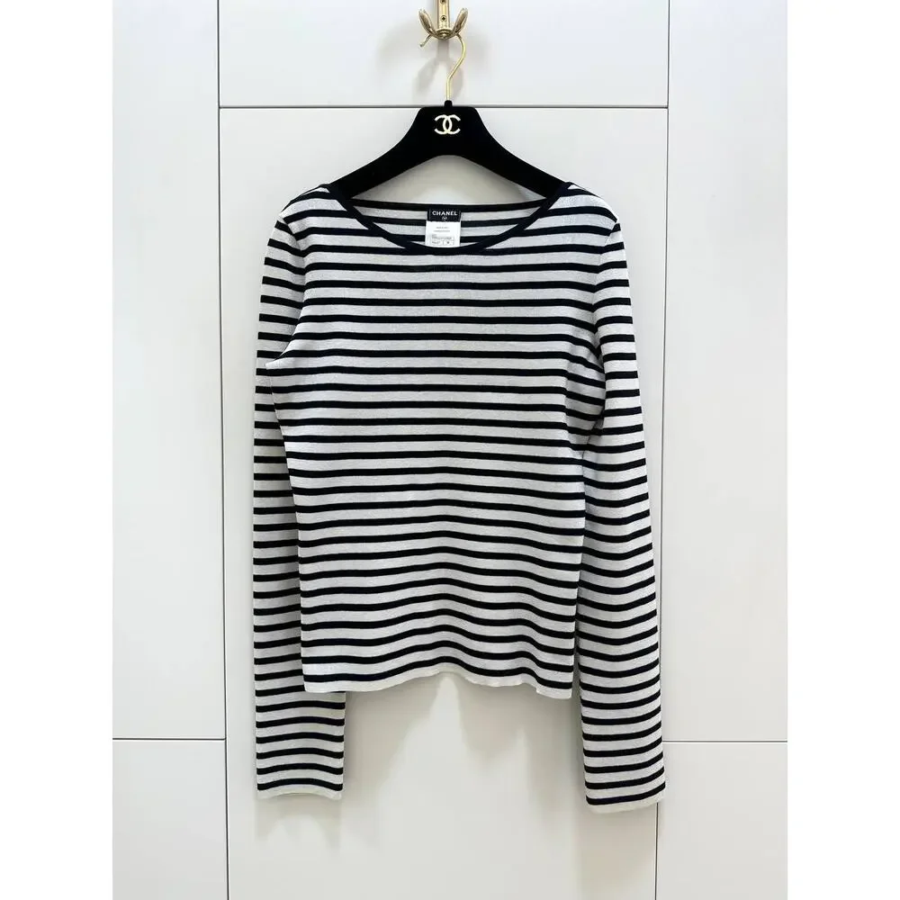 CHANEL Vintage Striped Knit Top - FR 38